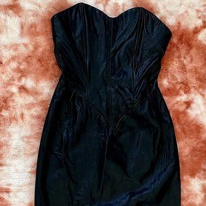 Medium Black Strapless Firenze Leather Dress